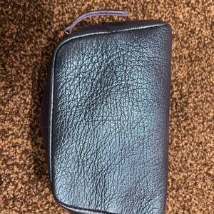 Portland Leather Goods Boreal Blue Metallic Leather Pinch Pouch Large